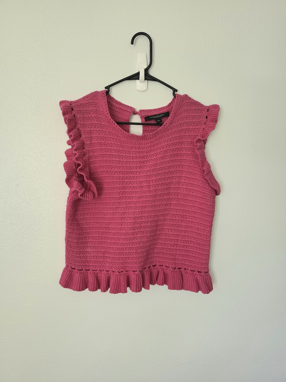 Marc New York Pink Ruffle Knit Tank Top